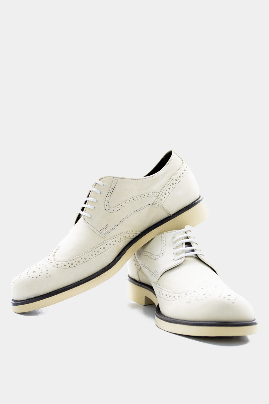 Tod's - Men's Beige Leather Detail Lace Up Shoe