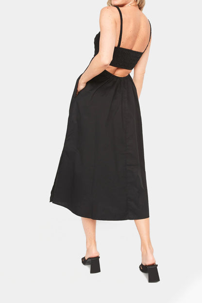 Old Navy - Fit & Flare Sleeveless Cotton-Poplin Smocked-Bodice Midi Dress