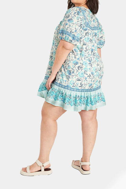 Old Navy - Puff-Sleeve Printed Mini Swing Dress