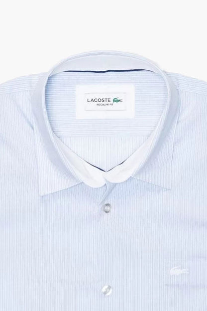 Lacoste - Men's Regular Fit Vertically Striped Cotton Poplin Shirt