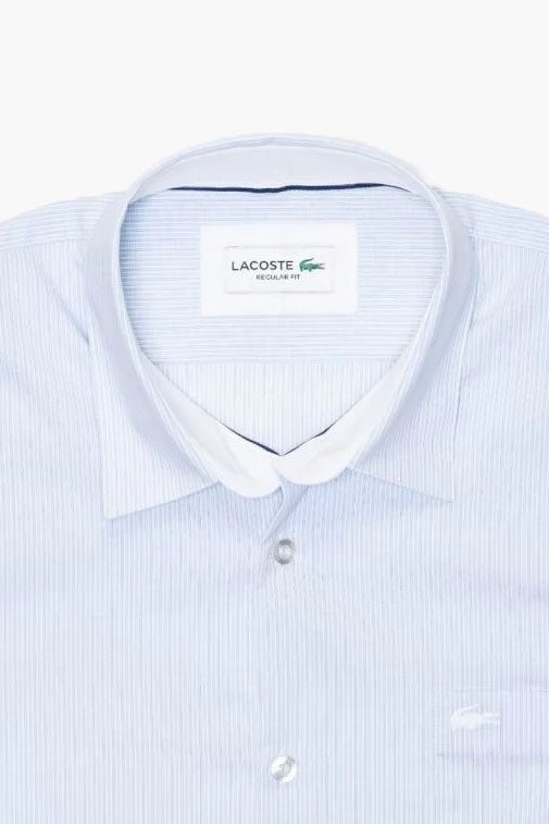 Lacoste - Men's Regular Fit Vertically Striped Cotton Poplin Shirt