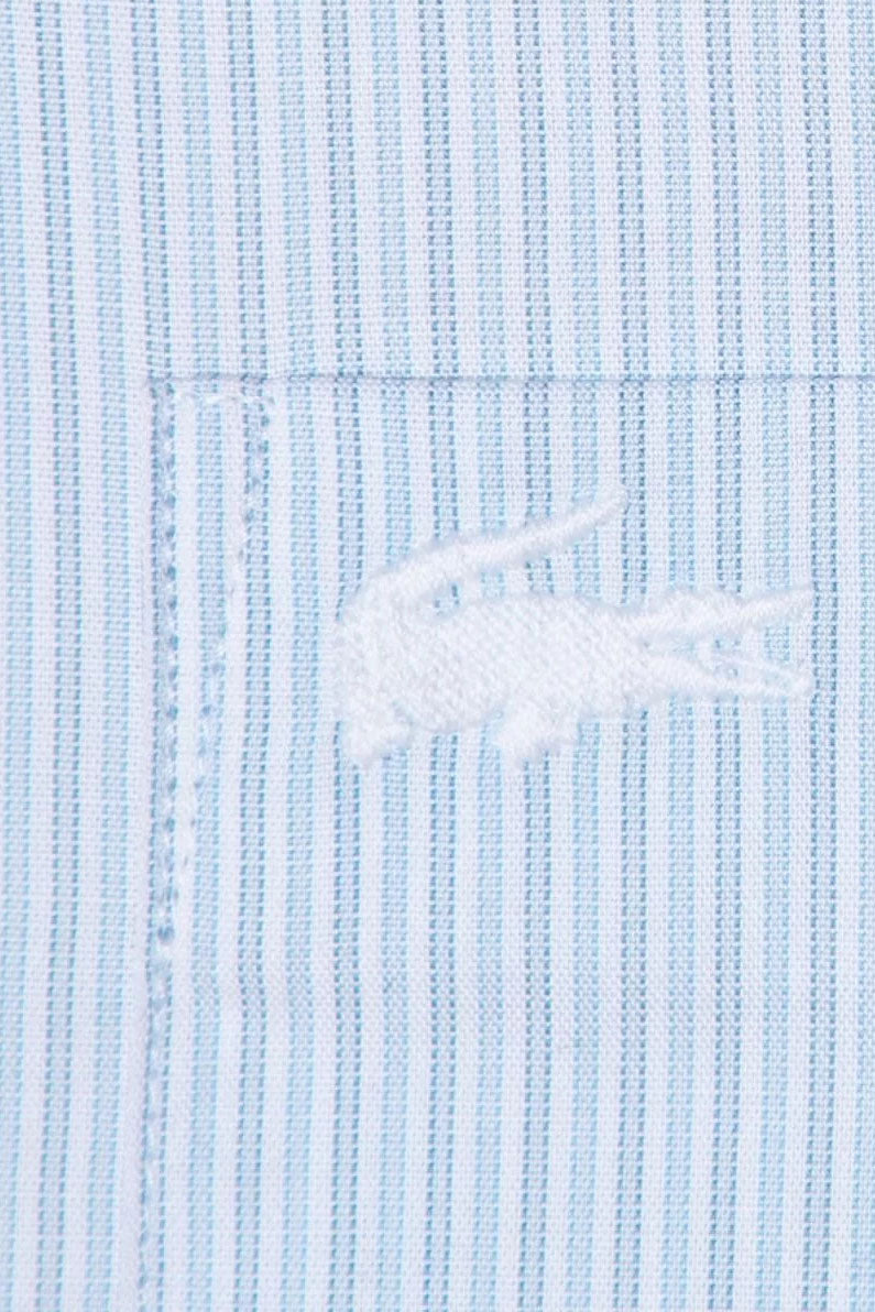 Lacoste - Men's Regular Fit Vertically Striped Cotton Poplin Shirt