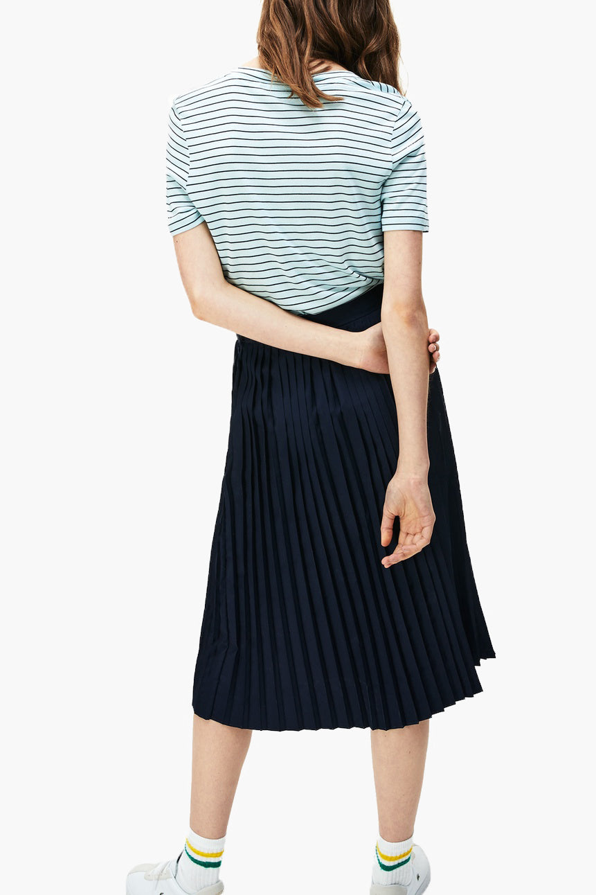 Lacoste - Women's V-Neck Striped Cotton T-Shirt