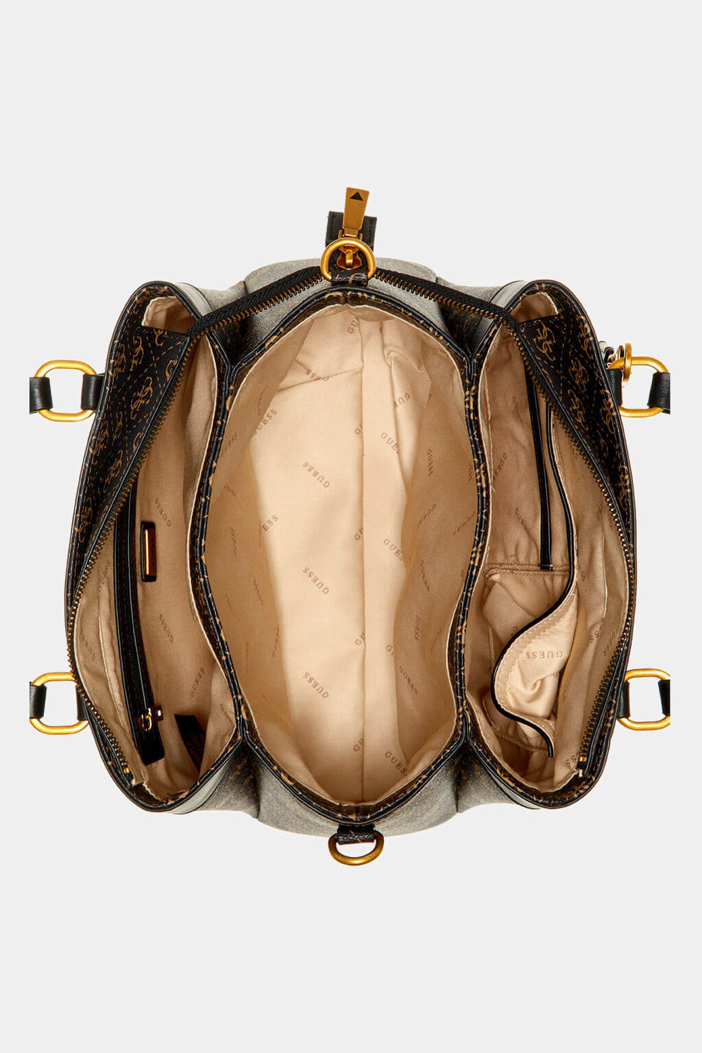 Guess Brown Kasinta 3 Compartment Satchel